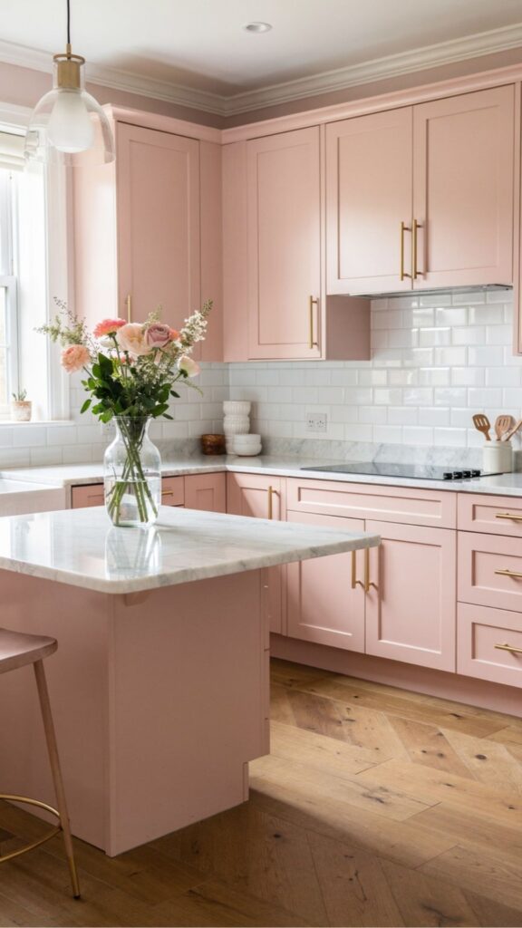 Pink and White Kitchen Design