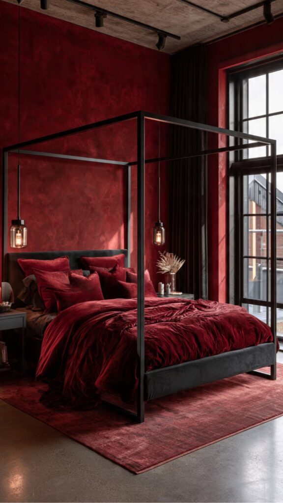 Red & Black Dramatic Bedroom