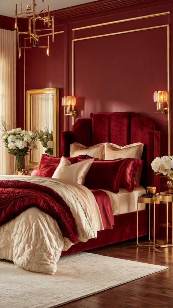 Red & Gold Luxe Bedroom