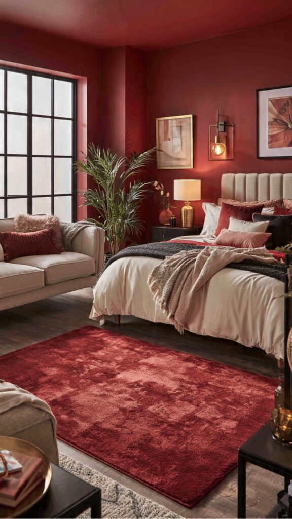 Red Rug Statement Bedroom