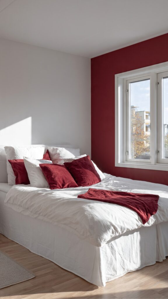 Red & White Minimalist Bedroom