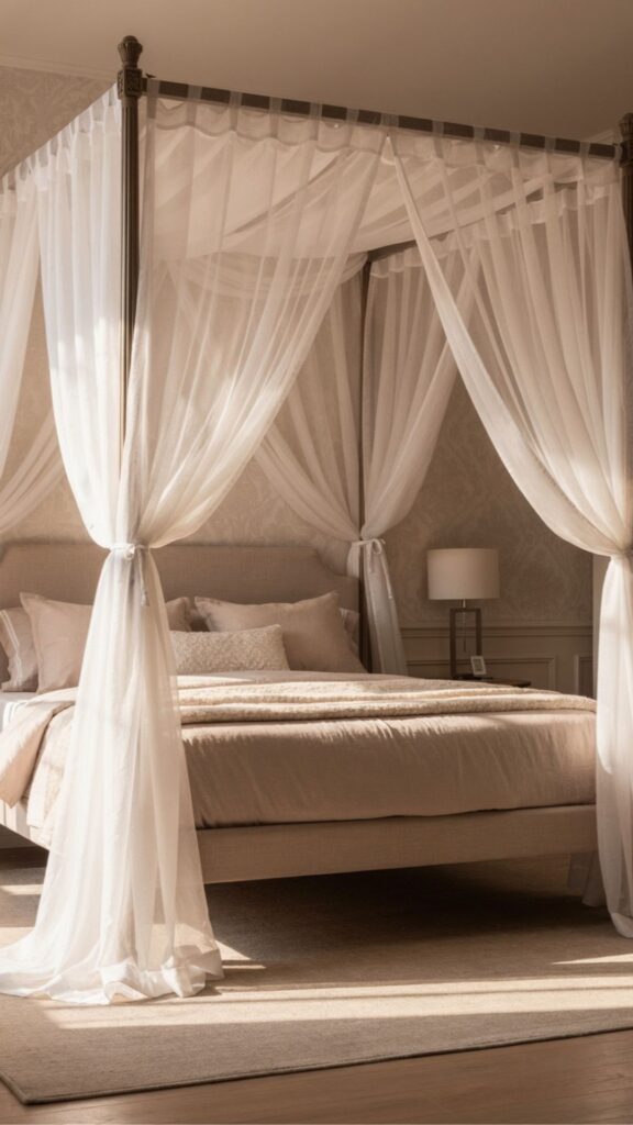 Romantic Sheer Curtain Canopy Bed