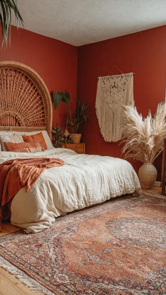 Terracotta Red Bohemian Bedroom