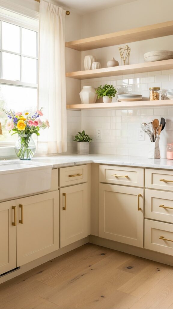 Use Cream Cabinets in a Small Kitchen to Maximize Brightness