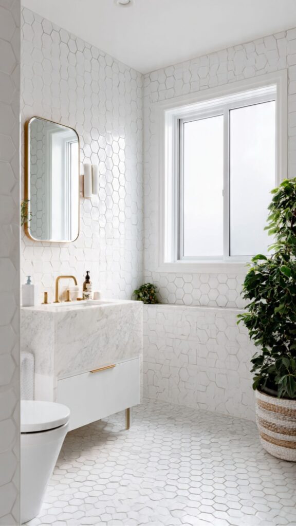 Use Large-Format White Tiles