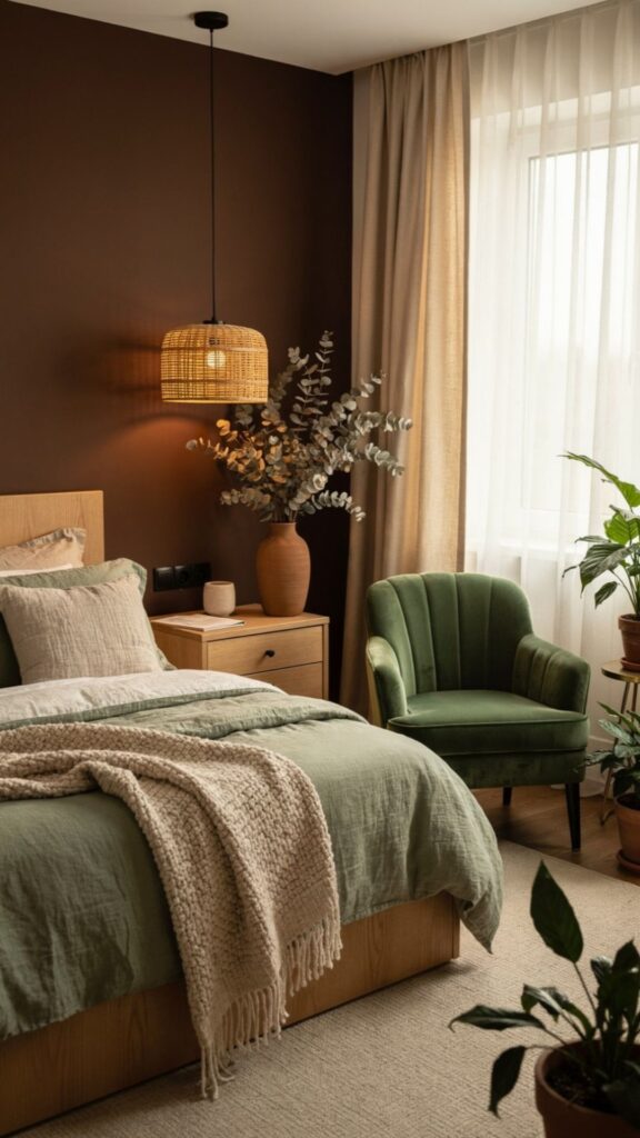 Warm Brown & Sage Green