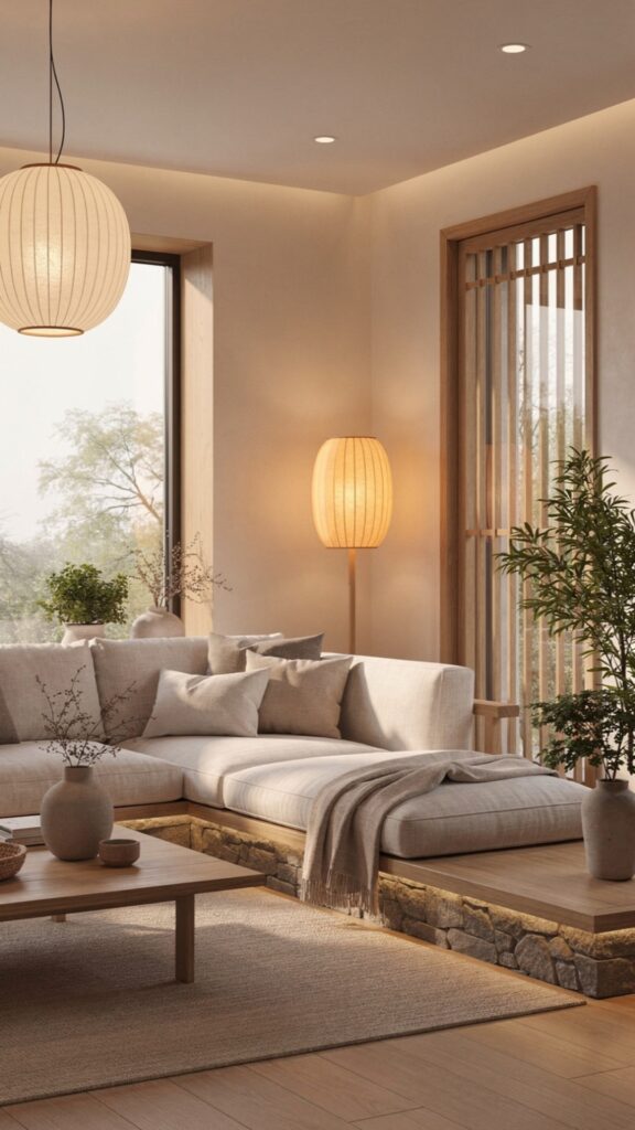 Lighting Design in a Japandi Living Room