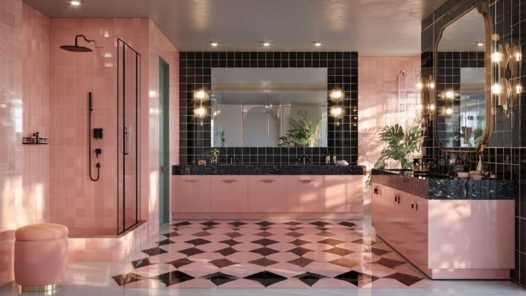 Pink and Black Bathroom
