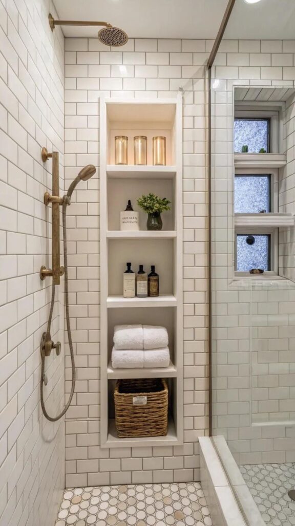 Built-In Niche Shelving Inside the Shower Wall