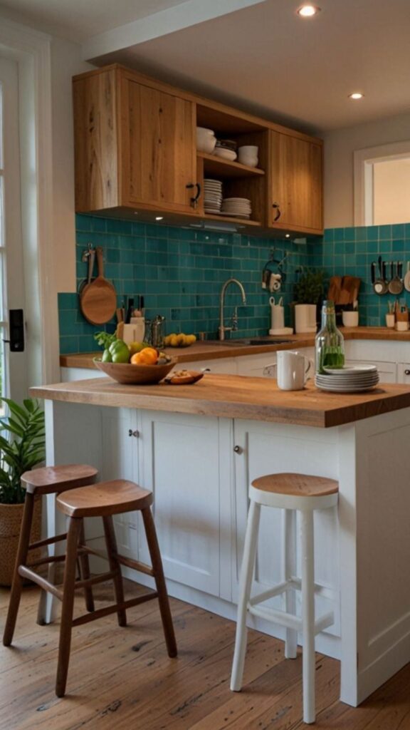Compact Islands with Fold-Down Seating Extensions