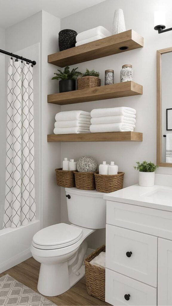 Floating Shelves Above the Toilet