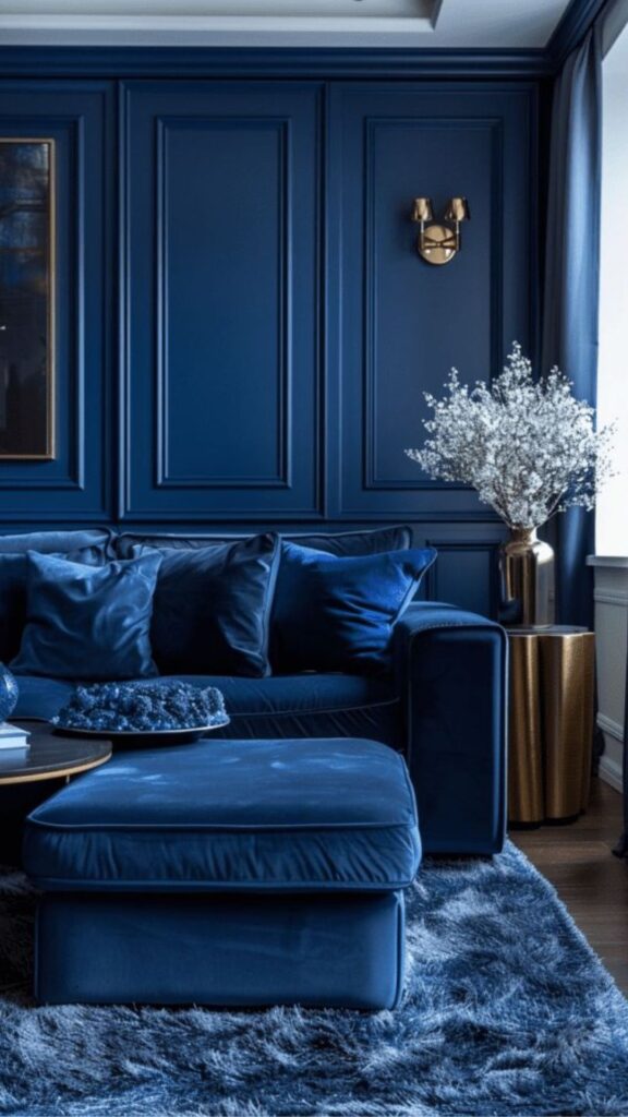Go Bold with a Cobalt Blue Sofa and Monochromatic Styling