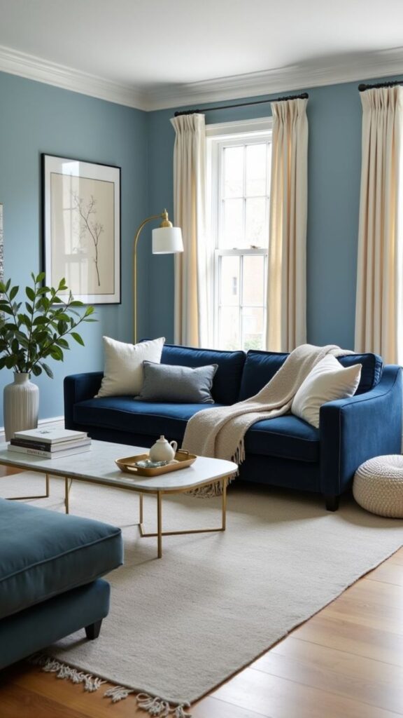 Layer Textures Around a Blue Linen Sofa