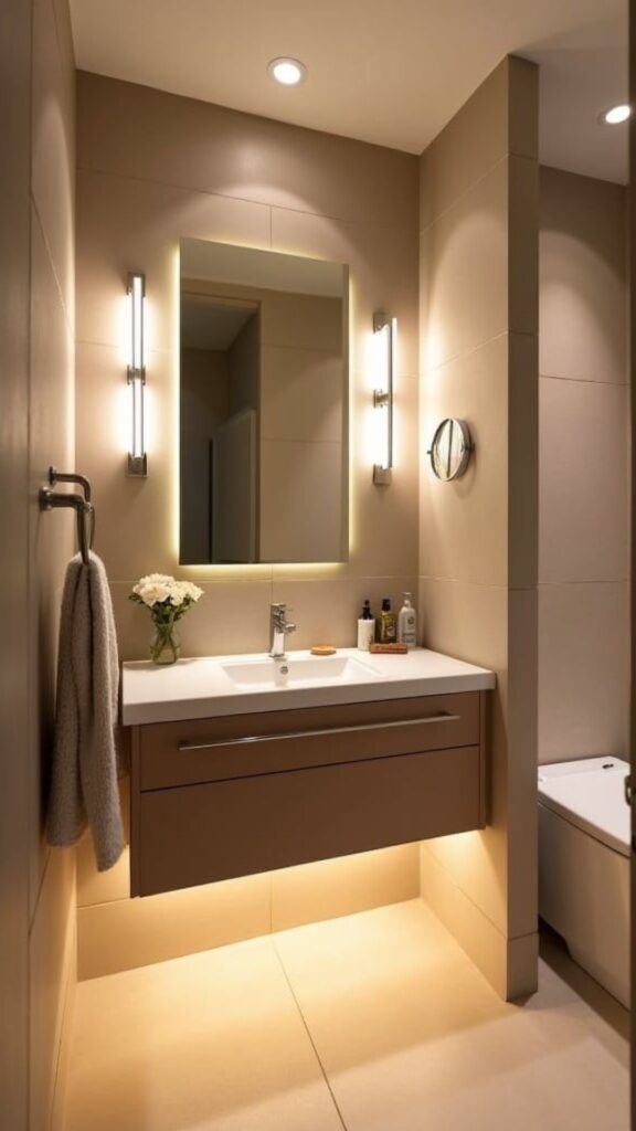 Layered Lighting Design Over the Mirror