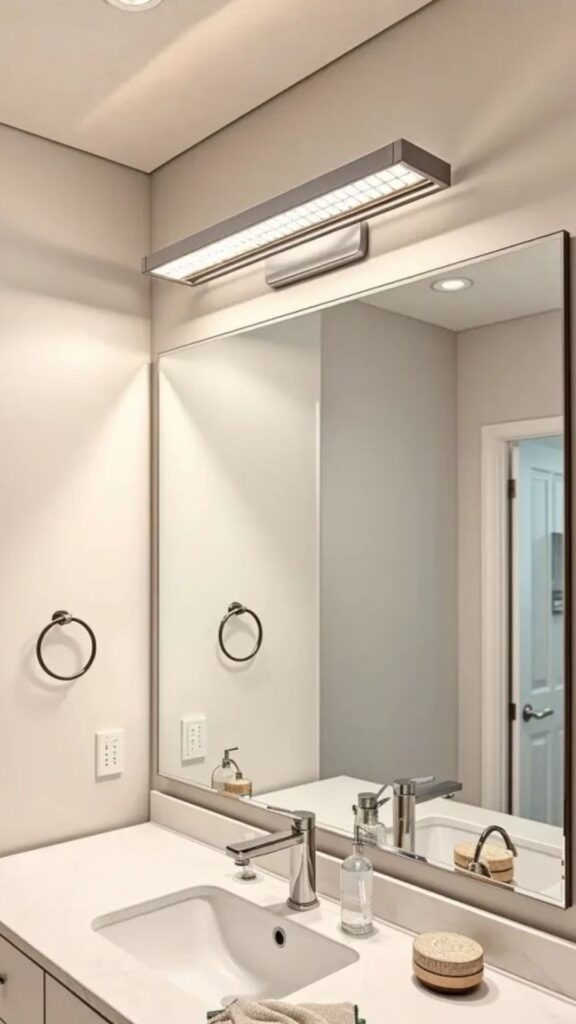 Recessed Lighting Positioned Over the Mirror