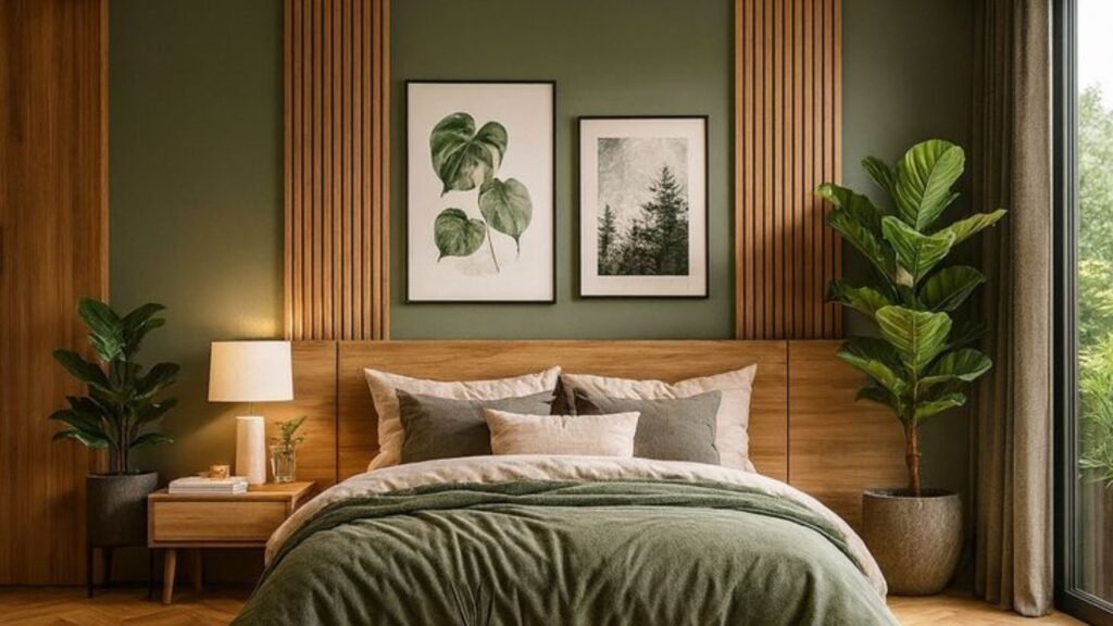 Sage Green Accent Wall Bedroom