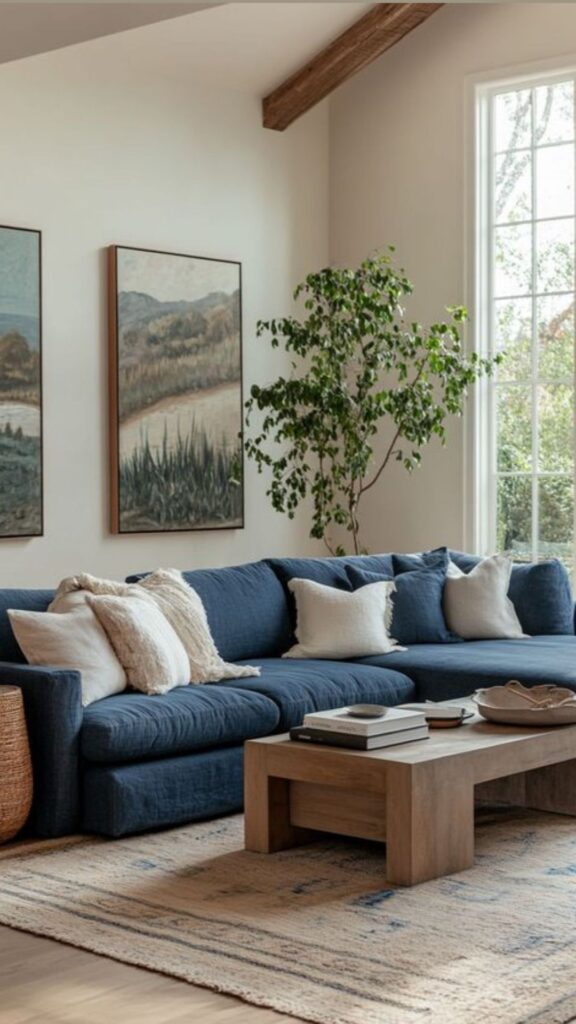 Style a Blue Sofa in a Scandinavian-Inspired Minimalist Room