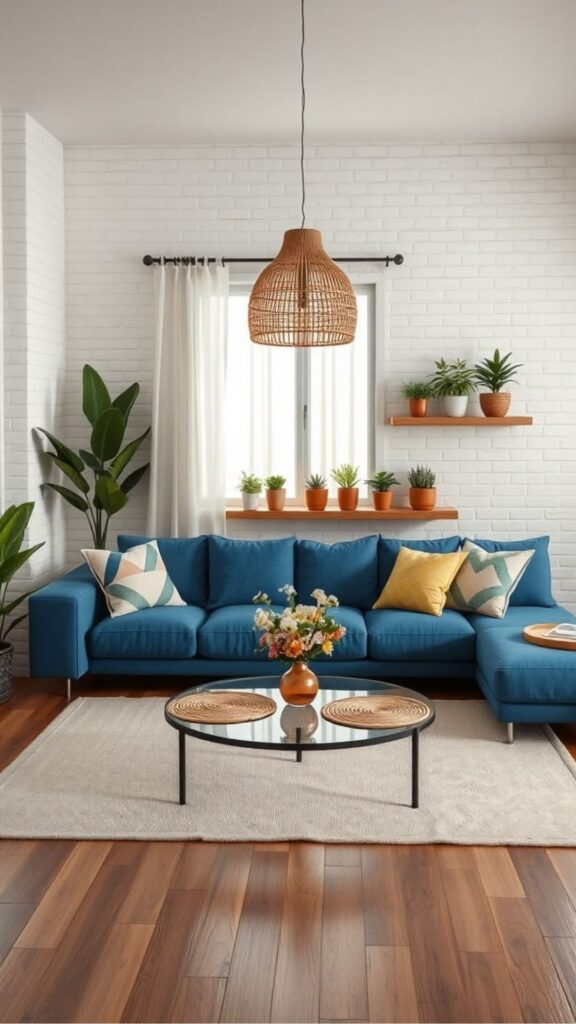 Use a Blue Sectional Sofa to Maximize Small Living Room Space
