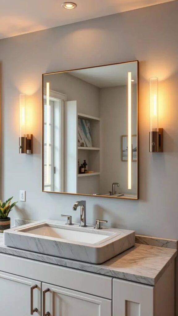 Wall Sconces on Either Side of the Mirror