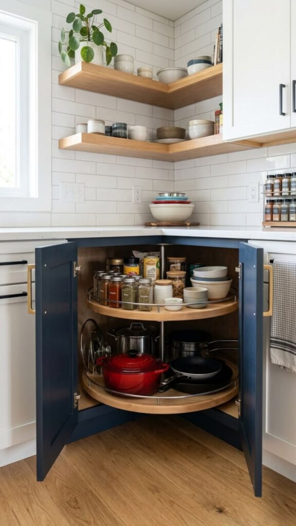 Maximize Corner Space with Rotating or Pull-Out Units