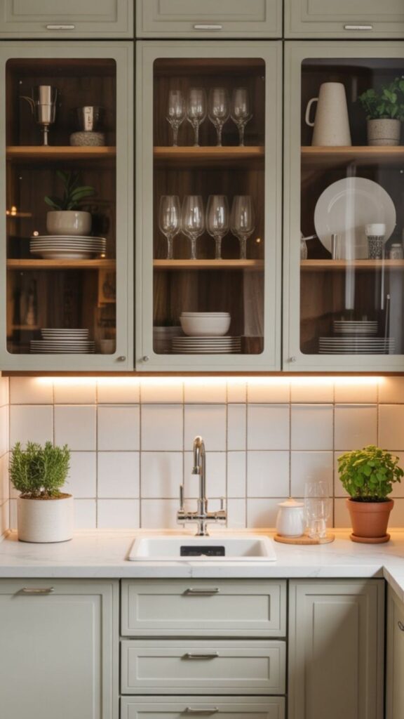 Use Glass Cabinet Doors and Clear Containers