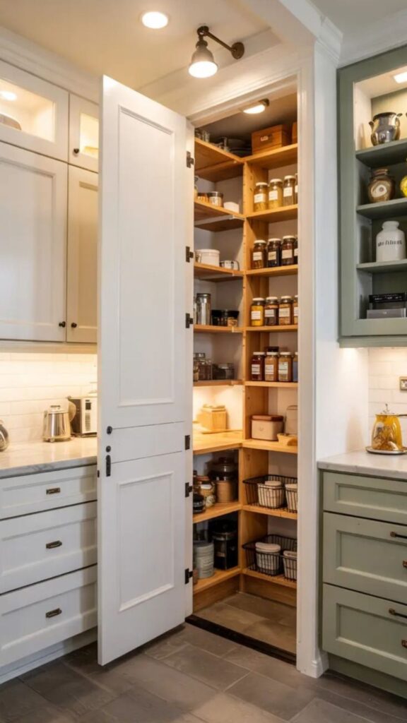 Use Tall, Narrow Pantry Solutions